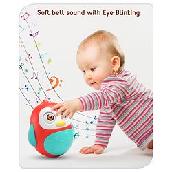 Babyhug Penguin Musical Push and Shake Eye Blinking Blue Roly Poly| Wobbling Bell Sounds For 8 Months+| Child Safe Material| Gifting Toy| BIS Certified