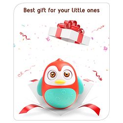 Babyhug Penguin Musical Push and Shake Eye Blinking Blue Roly Poly| Wobbling Bell Sounds For 8 Months+| Child Safe Material| Gifting Toy| BIS Certified