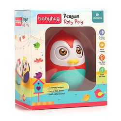 Babyhug Penguin Musical Push and Shake Eye Blinking Blue Roly Poly| Wobbling Bell Sounds For 8 Months+| Child Safe Material| Gifting Toy| BIS Certified