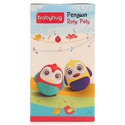 Babyhug Penguin Musical Push and Shake Eye Blinking Blue Roly Poly| Wobbling Bell Sounds For 8 Months+| Child Safe Material| Gifting Toy| BIS Certified