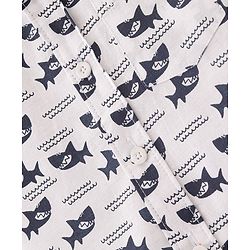 Babyhug Cotton Woven Half Sleeves Shirt Shark Printed - White