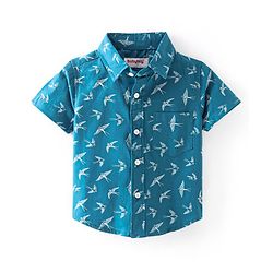 Babyhug 100% Cotton Half Sleeves Shirt Bird Print - Blue