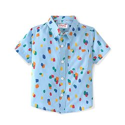 Babyhug 100% Cotton Woven Half Sleeves Abstract Printed Shirt - Blue