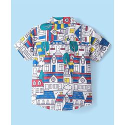Babyhug 100% Cotton Woven  Half Sleeves Shirt with City Theme Print  - White