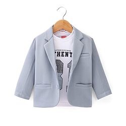 Babyhug Full Sleeves Solid Colour Party Wear Blazer with Graphic Printed T-Shirt - Blue