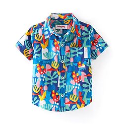Babyhug 100% Cotton Half Sleeves Shirt Abstract Print - Blue