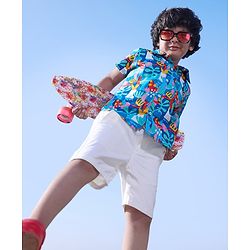 Babyhug 100% Cotton Half Sleeves Shirt Abstract Print - Blue