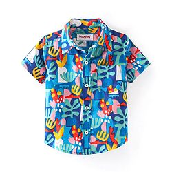 Babyhug 100% Cotton Half Sleeves Shirt Abstract Print - Blue