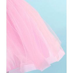 Babyhug Woven Sleeveless Sequinned Party Frock with Floral Corsage - Pink