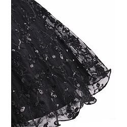 Babyhug Woven Sleeveless Party Frock with Floral Sequin Corsage & Net Detailing - Black