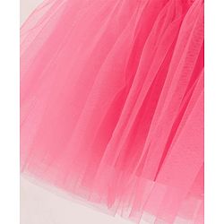 Babyhug Sleeveless Mesh Party Frock with Bow Applique -  Magenta