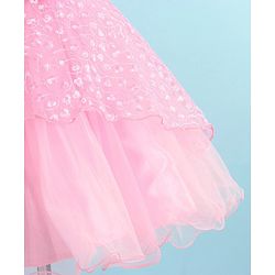 Babyhug Sleeveless Embroidered Party Frock with Floral Applique -  Light Pink