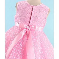 Babyhug Sleeveless Embroidered Party Frock with Floral Applique -  Light Pink