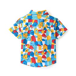 Babyhug Cotton Woven Half Sleeves House Print Shirt - Multicolour