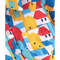 Babyhug Cotton Woven Half Sleeves House Print Shirt - Multicolour