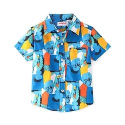 Babyhug 100% Cotton Woven Half Sleeves Shirt Abstract Print - Multicolour