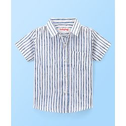 Babyhug 100% Cotton Half Sleeves Striped Shirt - White