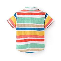 Babyhug Cotton Knit  Half Sleeve Regular Collar Striped Shirt Surf Board Print  - Multicolour