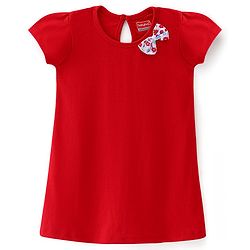 Babyhug 100% Cotton Single Jersey Knit Half Sleeves Frock Floral Print Pack Of 2 - Red & White