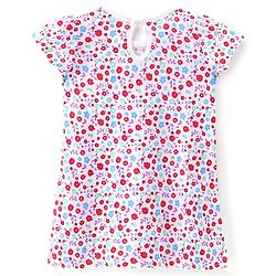 Babyhug 100% Cotton Single Jersey Knit Half Sleeves Frock Floral Print Pack Of 2 - Red & White
