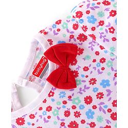 Babyhug 100% Cotton Single Jersey Knit Half Sleeves Frock Floral Print Pack Of 2 - Red & White