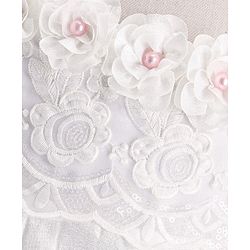 Babyhug Sleeveless Pleated Satin Party Frock with Floral Applique -  Off White