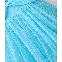 Babyhug Sleeveless Pleated Mesh a Line Party Dress - Sky Blue
