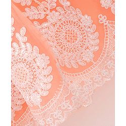 Babyhug Woven Sleeveless Party Dress with Floral Embroidery - Coral