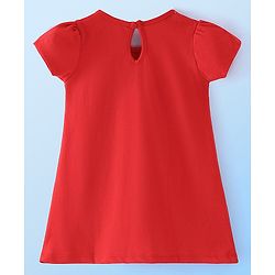 Babyhug Single Jersey Knit Half Sleeves Frock with Solid & Cherry Print & Bow Applique Pack of 2 - White & Red
