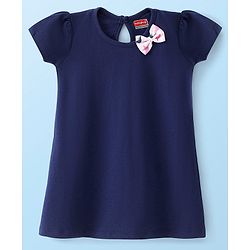 Babyhug 100% Cotton Single Jersey Knit Half Sleeves Frock Butterfly Print Pack Of 2 - Blue & White