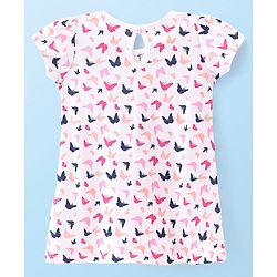 Babyhug 100% Cotton Single Jersey Knit Half Sleeves Frock Butterfly Print Pack Of 2 - Blue & White