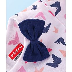 Babyhug 100% Cotton Single Jersey Knit Half Sleeves Frock Butterfly Print Pack Of 2 - Blue & White