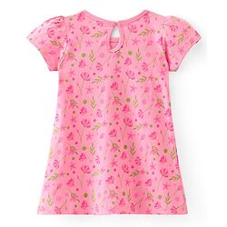 Babyhug 100% Cotton Single Jersey Knit Half Sleeves Frock Floral Print Pack Of 2 - Pink & Green