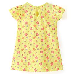 Babyhug 100% Cotton Half Sleeves Frocks With Floral Print Pack Of 2 - Red & Yellow