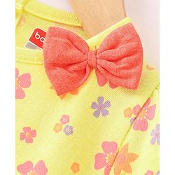 Babyhug 100% Cotton Half Sleeves Frocks With Floral Print Pack Of 2 - Red & Yellow