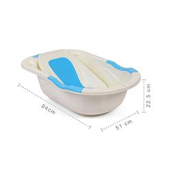 Babyhug Large Size Bath Tub With Bath Tray Animals Print - Off White Blue