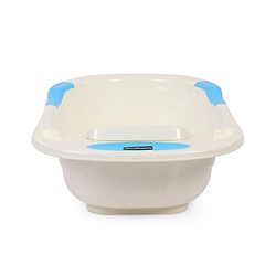 Babyhug Large Size Bath Tub With Bath Tray Animals Print - Off White Blue