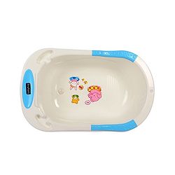 Babyhug Large Size Bath Tub With Bath Tray Animals Print - Off White Blue