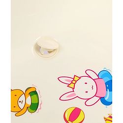 Babyhug Large Size Bath Tub With Bath Tray Animals Print - Off White Blue