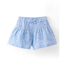 Babyhug Woven Lace Designed Shorts with Lining - Blue