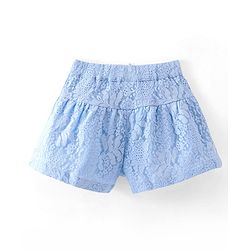 Babyhug Woven Lace Designed Shorts with Lining - Blue