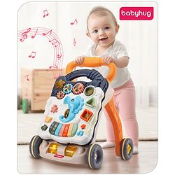 Babyhug Premium Seahorse Push Walker for Kids- Blue| Activity Walker with Music & Light for Toddlers| Fun Musical Table| Sit to Stand Multi Activity Walker| Interactive Learning Toy for 9 Months to 3 Years Kids| BIS Certified