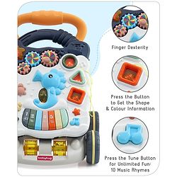 Babyhug Premium Seahorse Push Walker for Kids- Blue| Activity Walker with Music & Light for Toddlers| Fun Musical Table| Sit to Stand Multi Activity Walker| Interactive Learning Toy for 9 Months to 3 Years Kids| BIS Certified