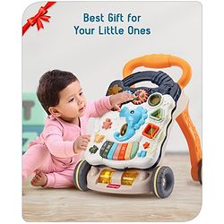 Babyhug Premium Seahorse Push Walker for Kids- Blue| Activity Walker with Music & Light for Toddlers| Fun Musical Table| Sit to Stand Multi Activity Walker| Interactive Learning Toy for 9 Months to 3 Years Kids| BIS Certified