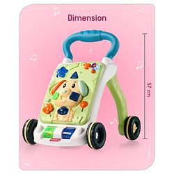 Babyhug Premium Puppy Push Walker for Kids- Green| Activity Walker with Music & Light for Toddlers| Sit to Stand Multi Activity Walker| Interactive Learning Toy for 9 Months to 3 Year Kids| BIS Certified