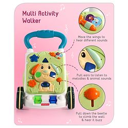 Babyhug Premium Puppy Push Walker for Kids- Green| Activity Walker with Music & Light for Toddlers| Sit to Stand Multi Activity Walker| Interactive Learning Toy for 9 Months to 3 Year Kids| BIS Certified