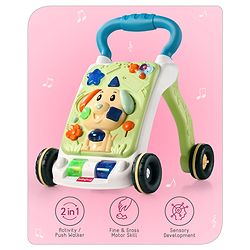 Babyhug Premium Puppy Push Walker for Kids- Green| Activity Walker with Music & Light for Toddlers| Sit to Stand Multi Activity Walker| Interactive Learning Toy for 9 Months to 3 Year Kids| BIS Certified