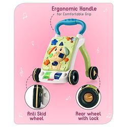 Babyhug Premium Puppy Push Walker for Kids- Green| Activity Walker with Music & Light for Toddlers| Sit to Stand Multi Activity Walker| Interactive Learning Toy for 9 Months to 3 Year Kids| BIS Certified