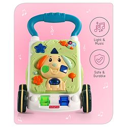 Babyhug Premium Puppy Push Walker for Kids- Green| Activity Walker with Music & Light for Toddlers| Sit to Stand Multi Activity Walker| Interactive Learning Toy for 9 Months to 3 Year Kids| BIS Certified
