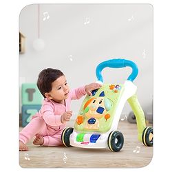 Babyhug Premium Puppy Push Walker for Kids- Green| Activity Walker with Music & Light for Toddlers| Sit to Stand Multi Activity Walker| Interactive Learning Toy for 9 Months to 3 Year Kids| BIS Certified